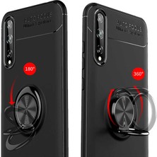 Case 4U Huawei Y8P Kılıf Autofocus Shockprof Ravel Yüzüklü Standlı Slikon Kapak Kırmızı