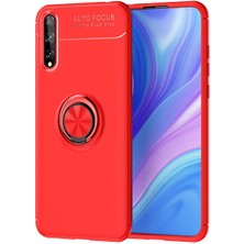 Case 4U Huawei Y8P Kılıf Autofocus Shockprof Ravel Yüzüklü Standlı Slikon Kapak Kırmızı