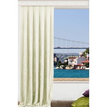 Taç Düz Dikiş Petek Dokulu Ekstraforlu Fon Perde Krem 220 x 260 cm