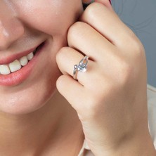 Tesbihane Starlight Diamond Pİrlanta Montür Elegance 925 Ayar Gümüş Kadın Tektaş Yüzük