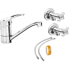 Arçe Dönerli Banyo Lavabo Bataryası Tam Takım Batarya Flex 2 Li Taharet Teflon Bant