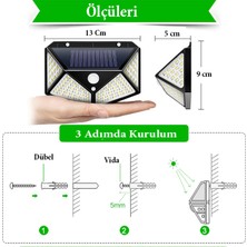 UniChrome 4 Adet Solar Bahçe Lambası 100 Ledli Sensörlü Solar Lamba Güneş Enerjili Bahçe Aydınlatma