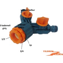 Yıldırım Musluk Hortum Bağlama Aparatı 2Li Dağıtıcı Vanalı Plastik Bahçe Çatal Aparat
