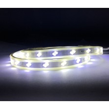 Yuled 3 Çipli İç Dış Mekan Silikonlu Şerit Led 220V - Volt 5 Metre + Güç Fişi Double Pcb Beyaz