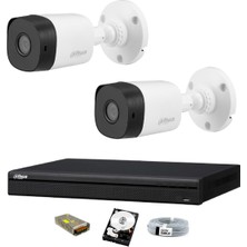 Dahua 2 Kameralı Güvenlik Sistemi Dış-Mekan-Hdd-Jack-Bnc-Konnektör Proje Kamera