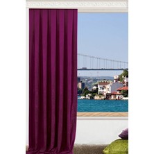 Taç  Düz Dikiş Petek Dokulu  Ekstraforlu Fon Perde-Mor 150 x 260 cm