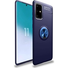 Gpack Samsung Galaxy S10 Lite Kılıf Ravel Yüzüklü Mıknatıslı + Nano Glass Lacivert