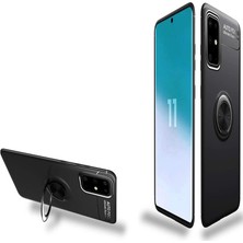 Gpack Samsung Galaxy S10 Lite Kılıf Ravel Yüzüklü Mıknatıslı + Nano Glass Lacivert