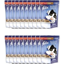Felix Çifte Lezzet Etli Tavuklu Kedi Konservesi 100 gr 20'li Paket