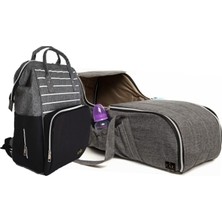 U.S.F Portbebe Ana Kucağı ve Bebek Bakım Çantası Su Geçirmez Gri Çizgili Tasarım