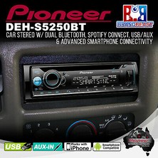 Pioneer DEH-S5250BT Çift Amfi BT/USB/AUX/CD Oto Teyp