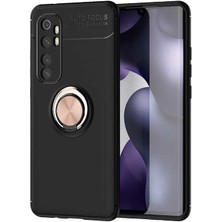 Fibaks Xiaomi Mi Note 10 Lite Kılıf Yüzüklü Standlı Autofocus Shockproof Ravel Silikon