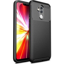 Fibaks Huawei Mate 20 Lite Kılıf Rugged Armor Darbe Emici Uzun Ömürlü Dayanıklı Parmak İzi Yapmaz Karbon Tasarım Negro Silikon Kapak