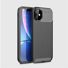 Fibaks Apple iPhone 11 Kılıf Rugged Armor Darbe Emici Uzun Ömürlü Dayanıklı Parmak İzi Yapmaz Karbon Tasarım Negro Silikon Kapak