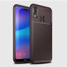 Fibaks Huawei P20 Lite Kılıf Rugged Armor Darbe Emici Uzun Ömürlü Dayanıklı Parmak İzi Yapmaz Karbon Tasarım Negro Silikon Kapak