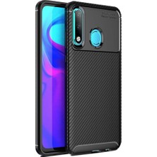 Fibaks Huawei P30 Lite Kılıf Rugged Armor Darbe Emici Uzun Ömürlü Dayanıklı Parmak İzi Yapmaz Karbon Tasarım Negro Silikon Kapak