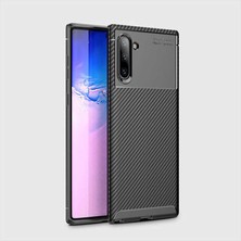 Fibaks Samsung Galaxy Note 10 Kılıf Rugged Armor Darbe Emici Uzun Ömürlü Dayanıklı Parmak İzi Yapmaz Karbon Tasarım Negro Silikon Kapak