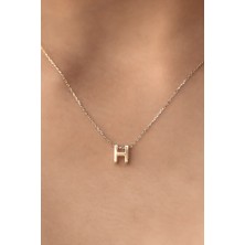 Semiz Kuyumculuk 14 Ayar Altın Üç Boyutlu H Harfli Kolye