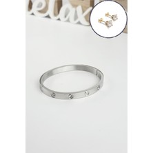 ÇLK Accessories  Çelik Taşlı Kelepçe Bileklik (316 Steel)