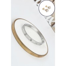 ÇLK Accessories  Çelik Taşlı Kelepçe Bileklik (316 Steel)
