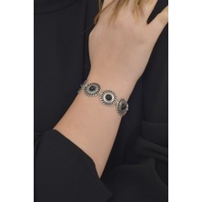 Labalaba Kadın Antik Gümüş Kaplama  Boncuklu Bileklik