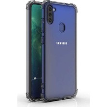 Kzy Samsung Galaxy M11 Şeffaf Airbag Köşeli Antishock Silikon Kılıf +Nano Esnek Cam