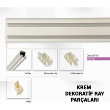 Perdejim Krem Dekoratif Perde Kornişi - Alüminyum Dekoratif Ray Korneş 100 cm