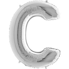 Kikajoy C Harf Gümüş Folyo Balon 102 cm