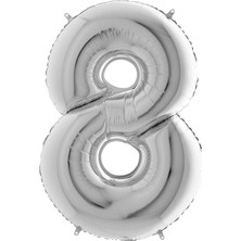 Kikajoy 8 Rakam Gümüş Folyo Balon 102 cm