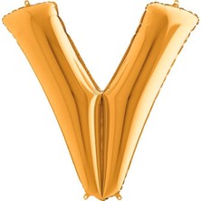 Kikajoy V Harf Altın Folyo Balon 102 cm