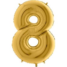 Kikajoy 8 Rakam Altın Folyo Balon 102 cm