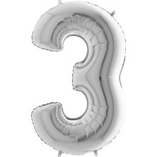 Kikajoy 3 Rakam Gümüş Folyo Balon 102M