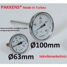 Pakkens Ø 100 mm Pakkens 500 C° 40 cm Dalma Boylu Taş Fırın, Bahçe Fırını, Köy Fırını, Lahmacun, Pide Fırını Termometresi