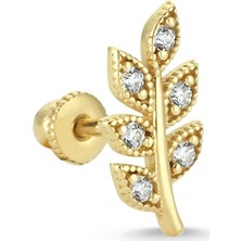 Altın Sepeti Altın Yapraklı Tragus Helix Küpe