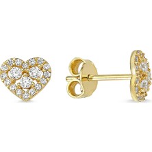 Altın Sepeti Altın Taşlı Kalp Küpe