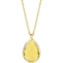 Altın Sepeti Altın Sarı Su Damlası Kolye