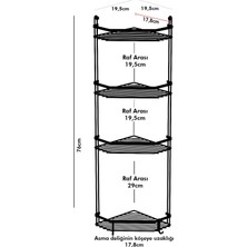Tekno-tel 4 Katlı Kancalı Banyo Köşe Rafı Mat Siyah ES059H