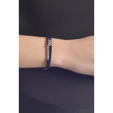 Labalaba Kadın Çelik Kapama Lacivert Akrilik Dolama Bileklik