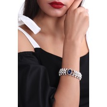 Labalaba Kadın Antik Gümüş Kaplama Deri Kordonlu Doğaltaş Detaylı Hürrem  Bileklik