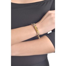 Labalaba Kadın Çelik Kapama Leopar Baskılı  Dolama Deri Bileklik