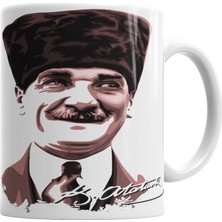 Baskı Dükkanı Mustafa Kemal Atatürk 07 Kupa Bardak Porselen