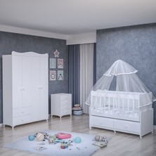 Garaj Home Elegant Yıldız 4 Kapaklı Bebek Odası Takımı - Yatak + Uyku Seti Kombinli