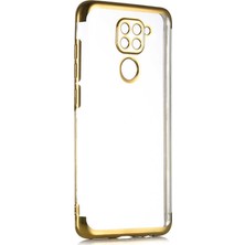 Tekno Grup Xiaomi Redmi Note 9 Kılıf Dört Köşe Renkli Şeffaf Lazer Silikon Gold