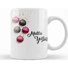 Baskı Dükkanı Mutlu Yıllar Noel Topları Kupa Bardak Porselen