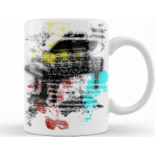 Baskı Dükkanı Piyano Müzik Renkli Müzik Notaları Kupa Bardak Porselen