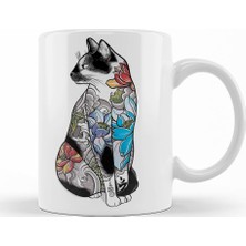 Baskı Dükkanı Renkli Cats Kedi Kupa Bardak Porselen