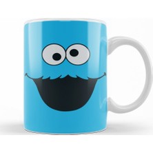 Baskı Dükkanı Cookie Monster Kurabiye Canavarı Kupa Bardak Porselen