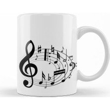 Baskı Dükkanı Müzik Nota Kupa Bardak Porselen