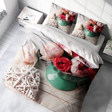 Monohome Rose Love 3D Pamuk Saten Çift Kişilik Nevresim Takımı