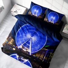 MonoHome London Eye 3D Pamuk Saten Çift Kişilik Nevresim Takımı